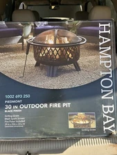Hampton Bay Wood-Burning Fire Pit Bowl 30”Round Cast Iron in Black Finish