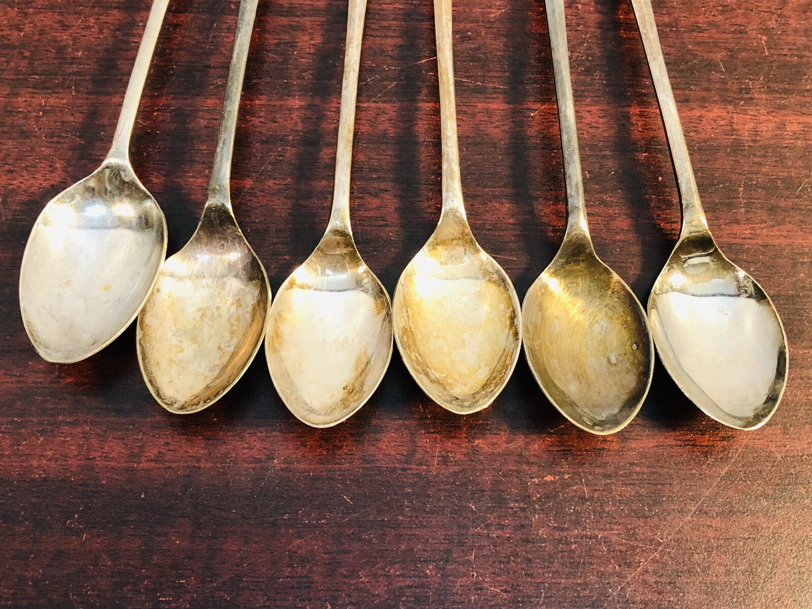 EPNS A1 Sheffield England Set of 6 Long Silver plated Spoons Embossed