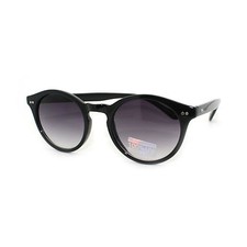 Unisex Vintage Retro Sunglasses Thin Round Keyhole Frame UV400 Black