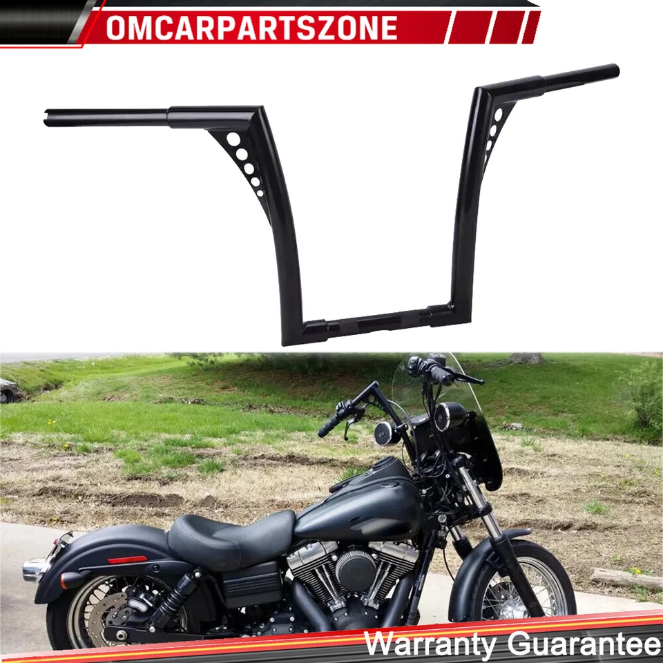 14" Handlebar Rise Ape Hangers For Harley Sportster XL 883 1200 FLST FXST Custom - Image 2 of 4