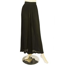 Ungaro Black Semisheer Small Pleats Formal Wide Leg Palazzo Trousers Pants sz 6