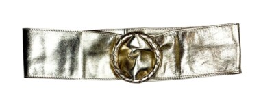 Michael Kors Collection Gold Leather Wide Waist Belt Size XS 