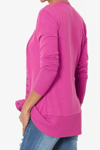 Women's Classic Snap Button Front V-Neck Long Sleeve Cute Knit Sweater Cardigan - Picture 90 of 152