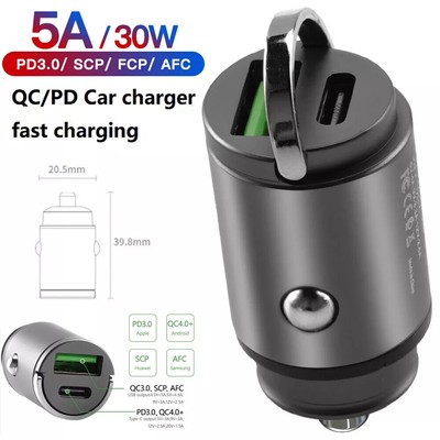 Auto Kfz Schnellladegerät Ladegerät 30W Ladeadapter USB Typ C PD QC 3.0 Adapter