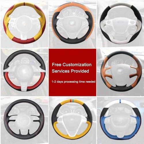 Custom made PU Leather Steering Wheel Cover Stitch on Wrap For Mitsubishi Pajero - Picture 2 of 11