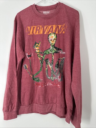 Nirvana Sweatshirt Rare Long Sleeve Fleece Lined Crewneck Large Unisex