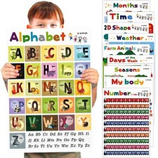 SK SUPKER 18 Toddlers Educational Learning Posters Classroom Wall Decorations...