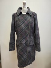 Hh370 Womens Jasper Conran Grey Purple Zipped Wool Coat Uk 14 Xl Eu 42