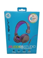 JLab Audio JBuddies Studio Over-Ear Folding Purple Kids Wired Headphones - New