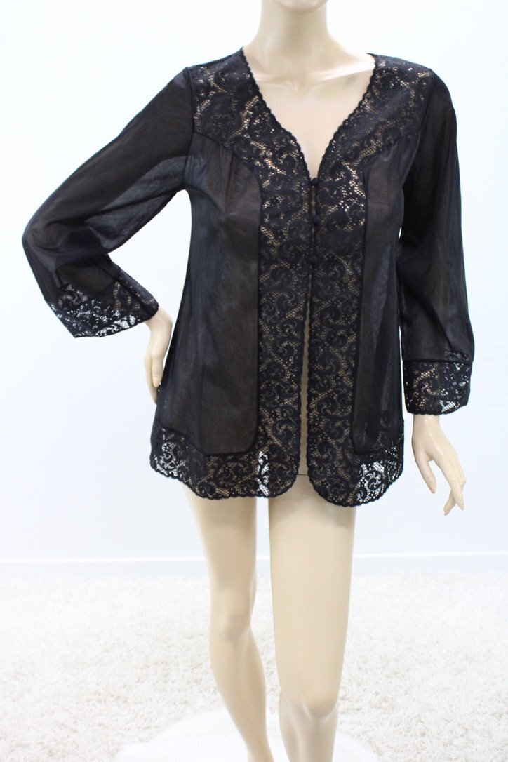 vintage short black peignoir Gem