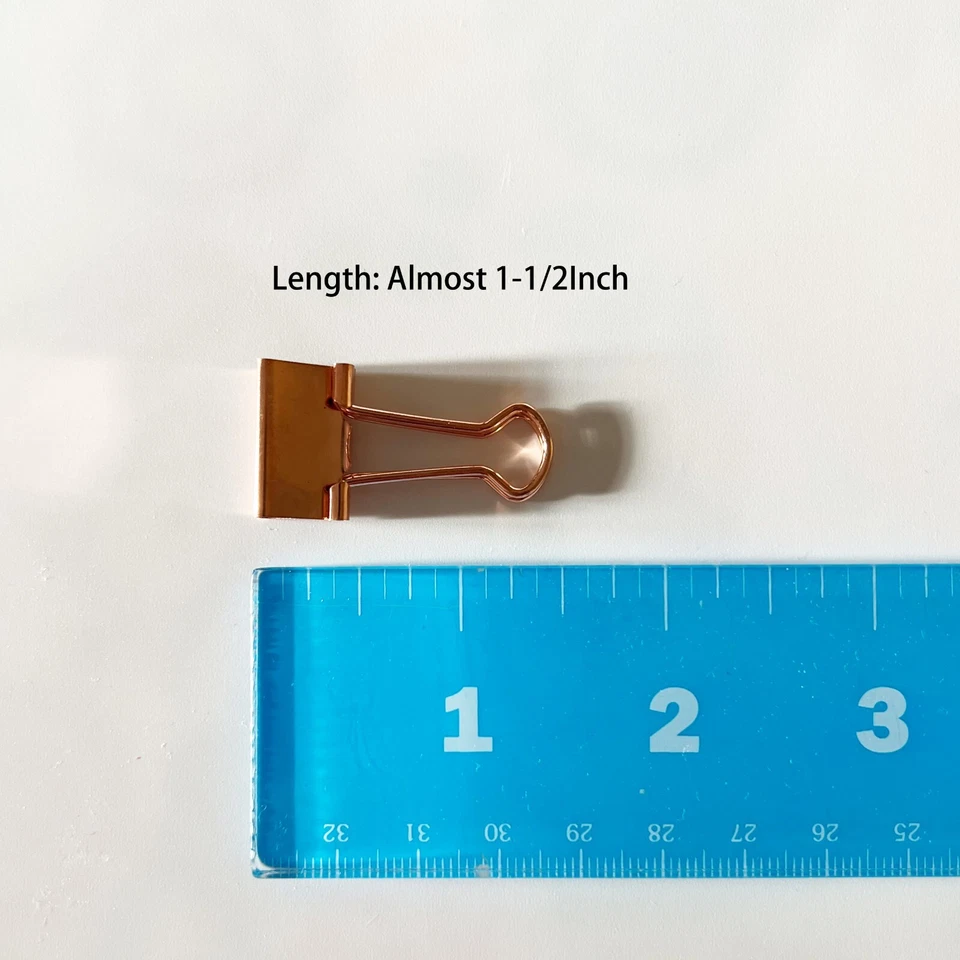 Clips de carpeta pequeños de oro rosa, ancho horizontal 3/4 pulgadas, abrazadera de papel pequeña de metal Foto 3 de 4