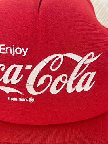 Vintage Coke Mesh Enjoy Coca-Cola Foam Trucker Snapback Hat Cap Red White - Picture 3 of 11
