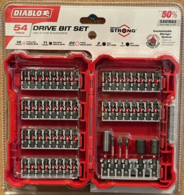 DIABLO DSC-S54 IMPACT DRIVER BIT SET 54 PCS IN CASE.