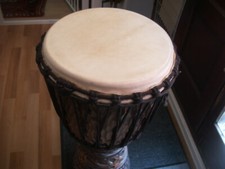 DJEMBE DRUM VINTAGE drum Djembe hide drum  fully carved collect only