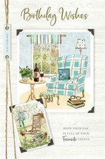 Carte d'anniversaire fauteuil et bouteille de vin