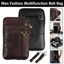 Men Leather Fashion Phone Pouch Belt Bag Shoulder Crossbody Waist Pack Handbag