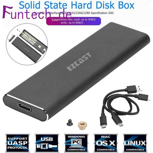 M2 SSD Hard Case NVME PCIe Enclosure M.2 to USB Type C 3.1 GEN2 M Key Adapter L4 - Bild 2 von 21