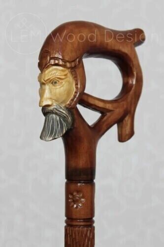 Walking sticks Warrior Wooden cane Walking sticks handmade Carved sticks Wood ca
