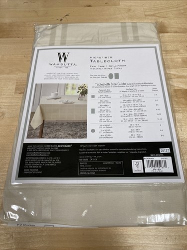 NEW Wamsutta Spill Proof 52 In X 52 In Microfiber Tablecloth - Oyster - Picture 2 of 3