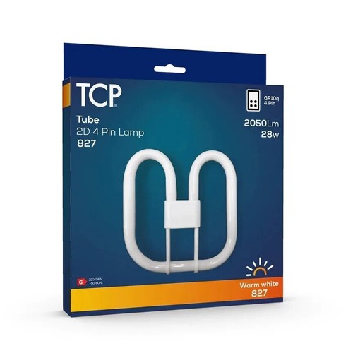 10 X TCP 2D 4 PIN 28W COMPACT FLUORESCENT LAMP BULB CFL 2050 LUMEN 10-x-tcp-2d-4-pin-28w-compact-fluorescent-lamp-bulb-cfl-2050-lumen