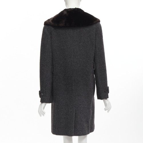 GUCCI Tom Ford Vintage grey alpaca fur collar double brested winter coat IT42 M - Picture 6 of 11