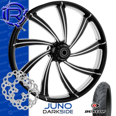Rotation Juno Darkside Custom Motorcycle Wheel Package Harley Touring 23''