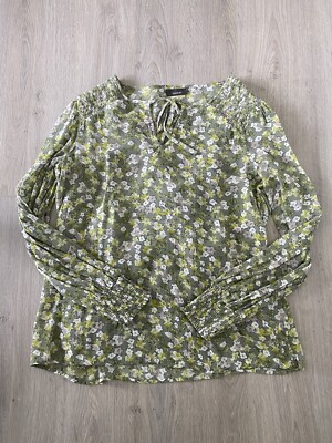 Hübsche transparente Bluse grün mit Blumen von Jessica C&A Gr. 36 S