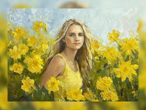 Blonde in Bloom 5"x7" Print on Matte Paper | Vibrant Impressionist Floral Art - Picture 11 of 17