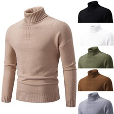 Men's Slim Fit Turtleneck Sweater Casual Knitted Pullover Warm Sweaters