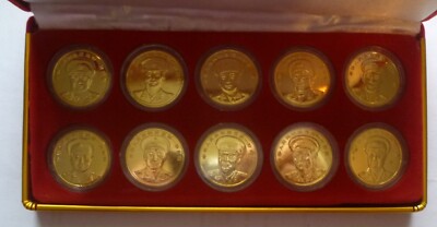 1993 CHINA - 24K GOLD PLATED PROOF MEDAL SET (10) - TEN TOP