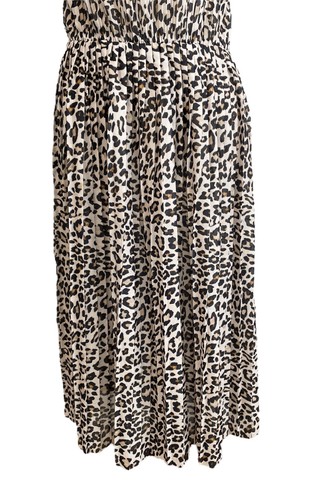 H&M Leopard Animal Print Sleeveless Pleated Midi Dress Elastic Waist M (14-16) - Picture 3 of 9
