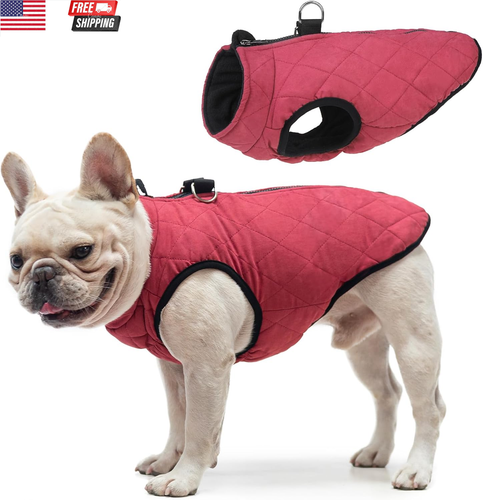 Winter Dog Vest Coat with Harness Built In, Warm Dog Jacket for Small Medium Dog