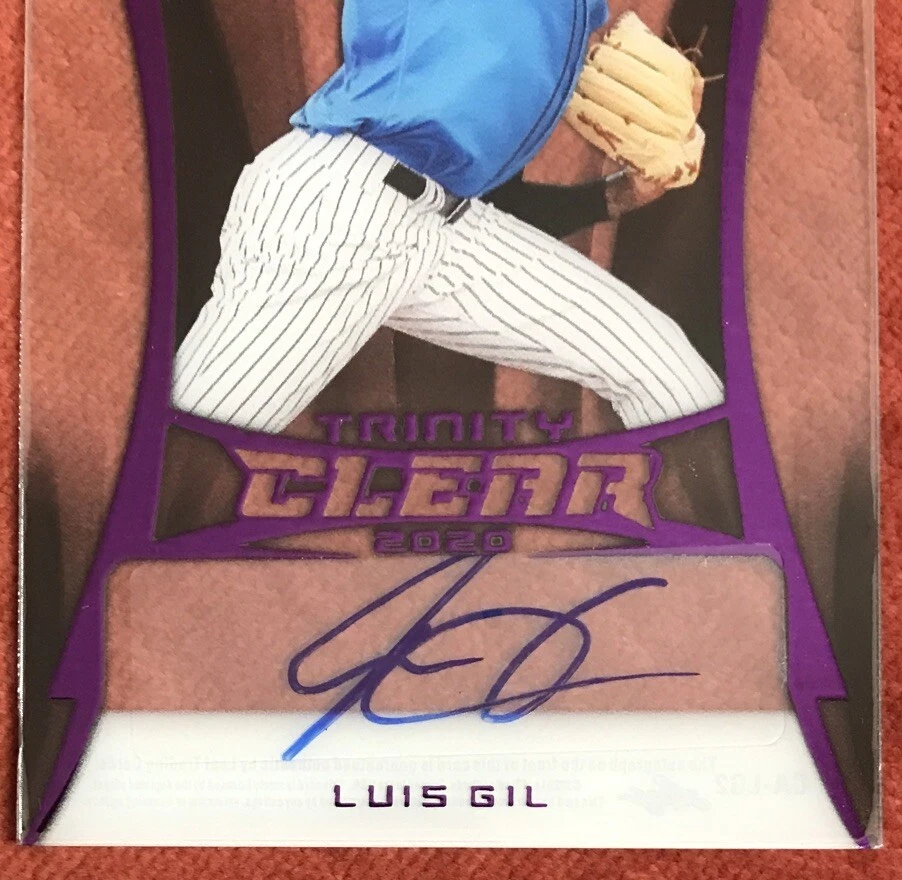 LUIS GIL AUTO ⚾️#7/10⚾️ 2020 Leaf Trinity Clear Purple Autograph ⚾️ Yankees ROY! - Image 3 of 4