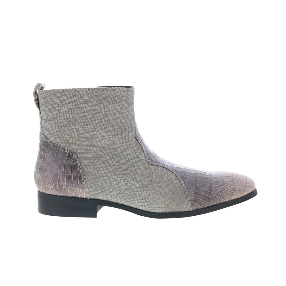 Dingo Dunn Ankle Boot DI-222 Mens Gray Leather Zipper Ankle Boots