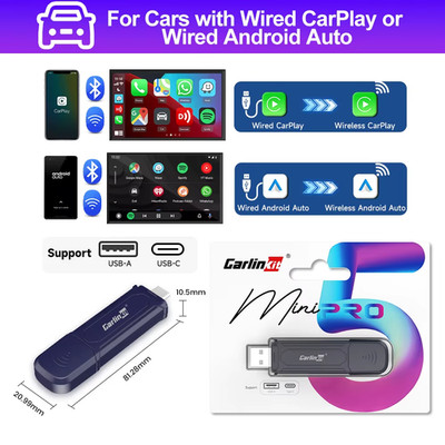 Carlinkit MINI SE Pro Wireless Adapter Smart Wireless Carplay Android Auto USB D