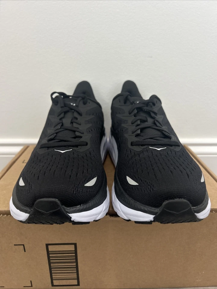 Hoka One One® Women's 11 B Clifton 8 Running Shoes in Black/White - Image 4 of 4