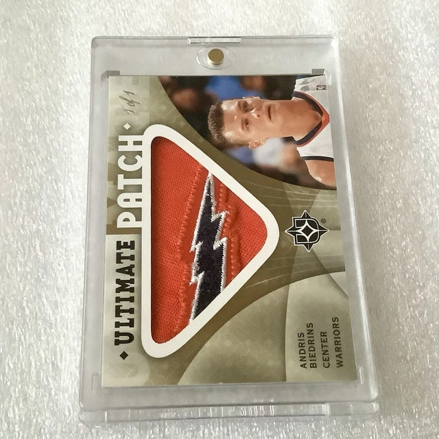 2007-08 ULTIMATE COLLECTION PATCH 1/1 ANDRIS BIEDRINS WARRIORS LOGO GAME WORN