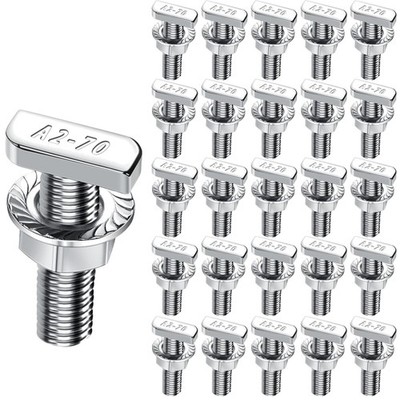 Hammerkopfschrauben M10x30 Edelstahl A2-70 Flanschmuttern Solar PV Photovoltaik