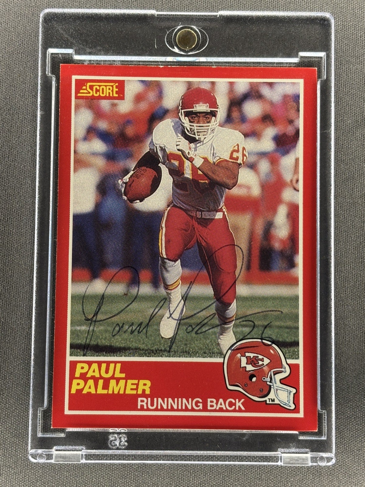 1989 Score Football Paul Palmer Sticker On-Card Auto #175 KC Chiefs