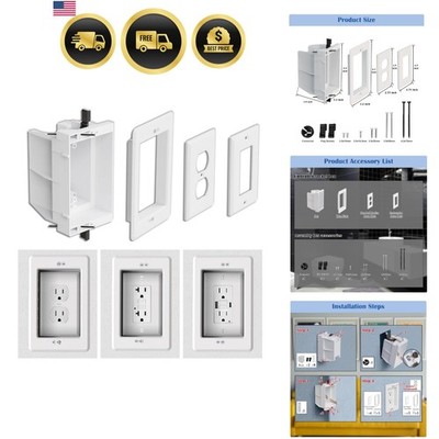 Recessed Outlet/Electrical Box Single Gang, Recessed for Wall Mount TV, Anten...