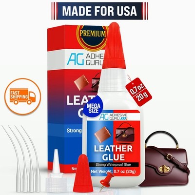Adhesive Guru Leather Glue (0.7 oz) Super Glue for Purses, Sofas and Furniture
