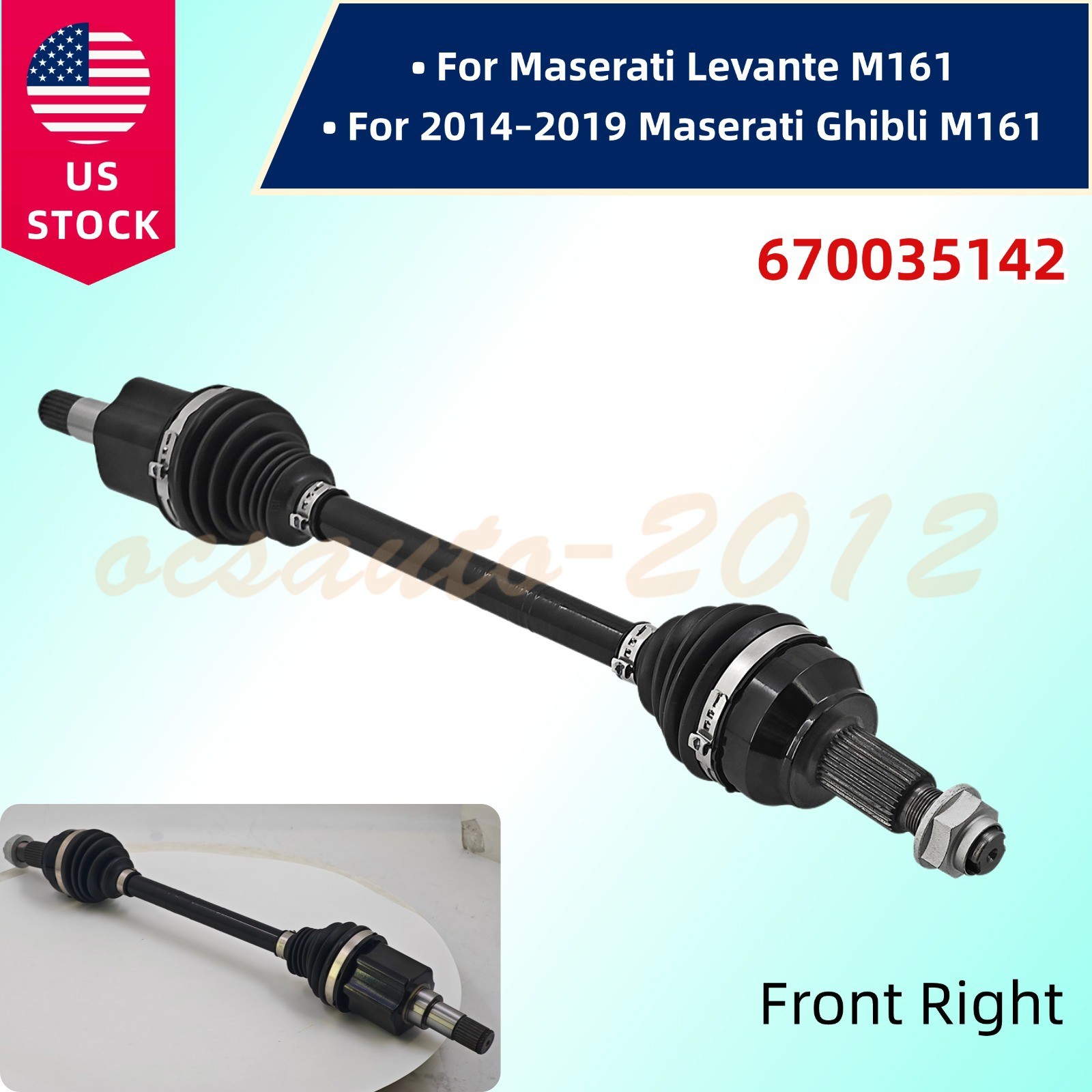 Maserati Ghibli 2014-2019 Front Right Axle shafts Set P/N 670035142