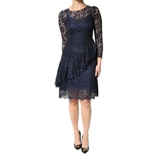 DOLCE & GABBANA Dress Blue Lace Ruffle A-line Knee Length IT40/US6/S RRP 3830usd