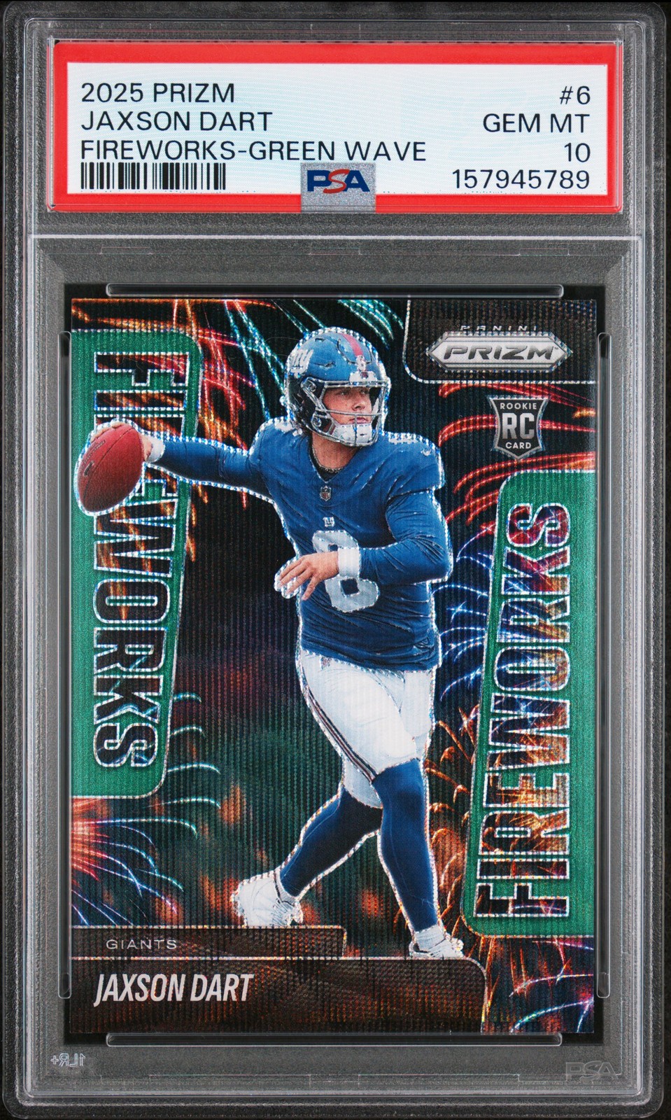 Jaxson Dart Panini Prizm Fireworks #6 Green Wave