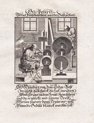 Schleifer Metallarbeiter burnisher polisher metalworker profession Kupferstich