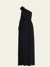 Ulla Johnson AdonaOne-Shoulder Black Ruffle Gown NWT Size0