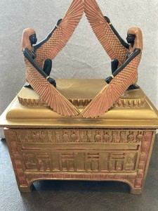 Egyptian Goddess’s Isis And Nepthys Jewelry Box Gold With Hieroglyphics
