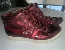 Vtg Gola Shoes Women’s High tops Tennis 9 Classic Metallic Ruby Red Retro