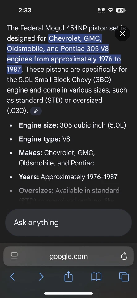 Lot Of 6 New Federal Mogul 454NP Engine Pistons Chevrolet GMC Olds Pontiac V8 - Image 2 of 4