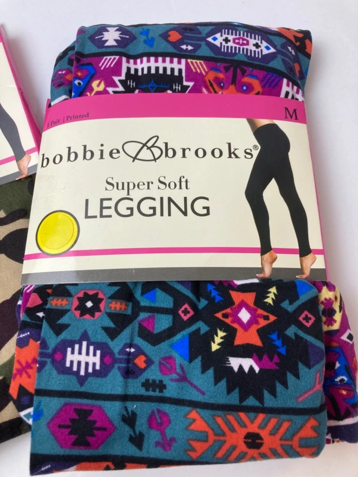 (2) Bobbie Brooks Leggings Súper Suaves Azteca Camuflaje Yoga Pantalones Medianos (8-10) Foto 3 de 4